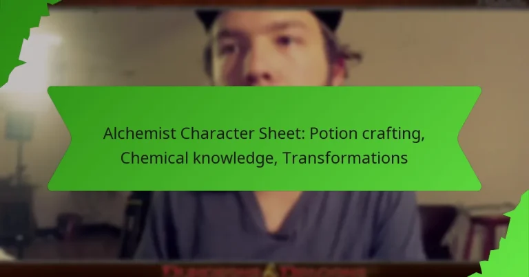 Alchemist Character Sheet: Potion crafting, Chemical knowledge, Transformations