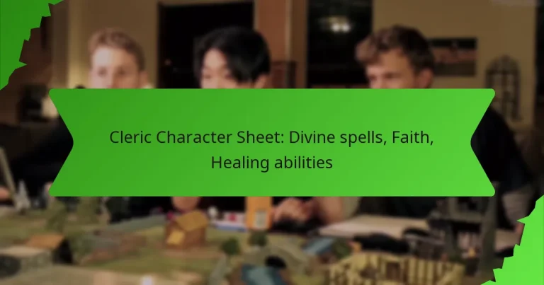 Cleric Character Sheet: Divine spells, Faith, Healing abilities
