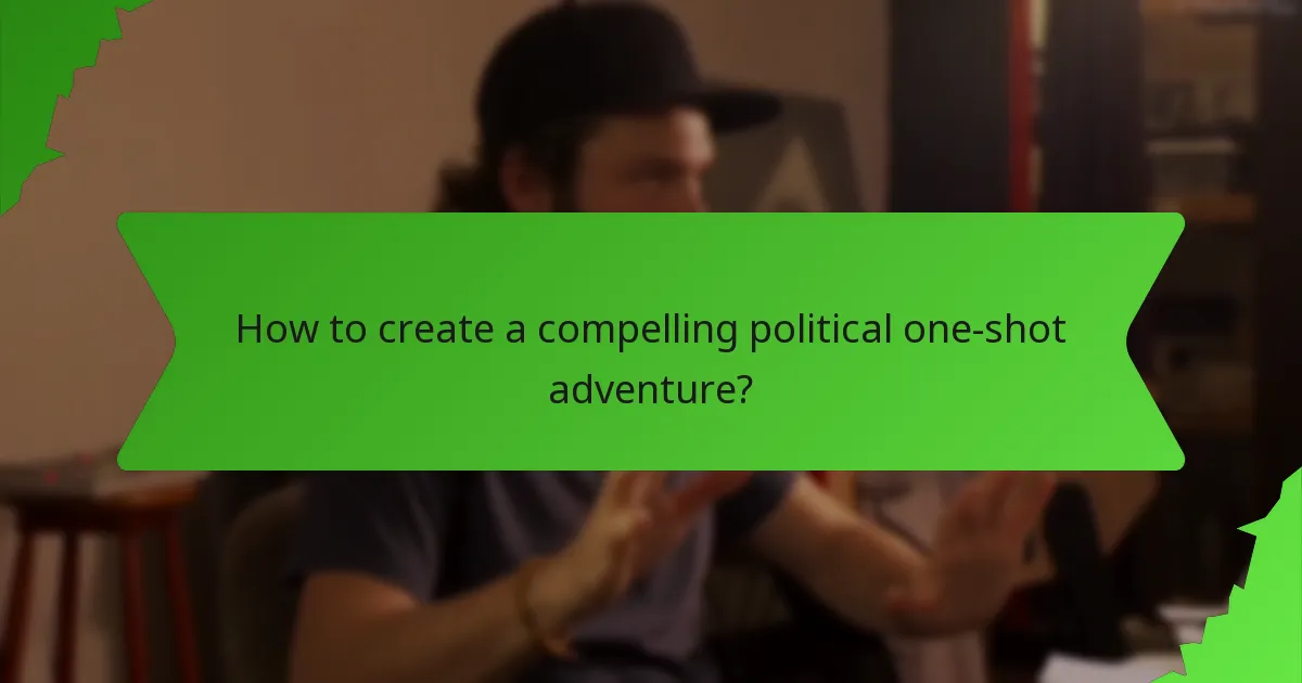 How to create a compelling political one-shot adventure?