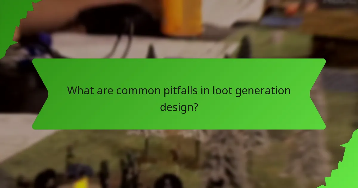 What are common pitfalls in loot generation design?