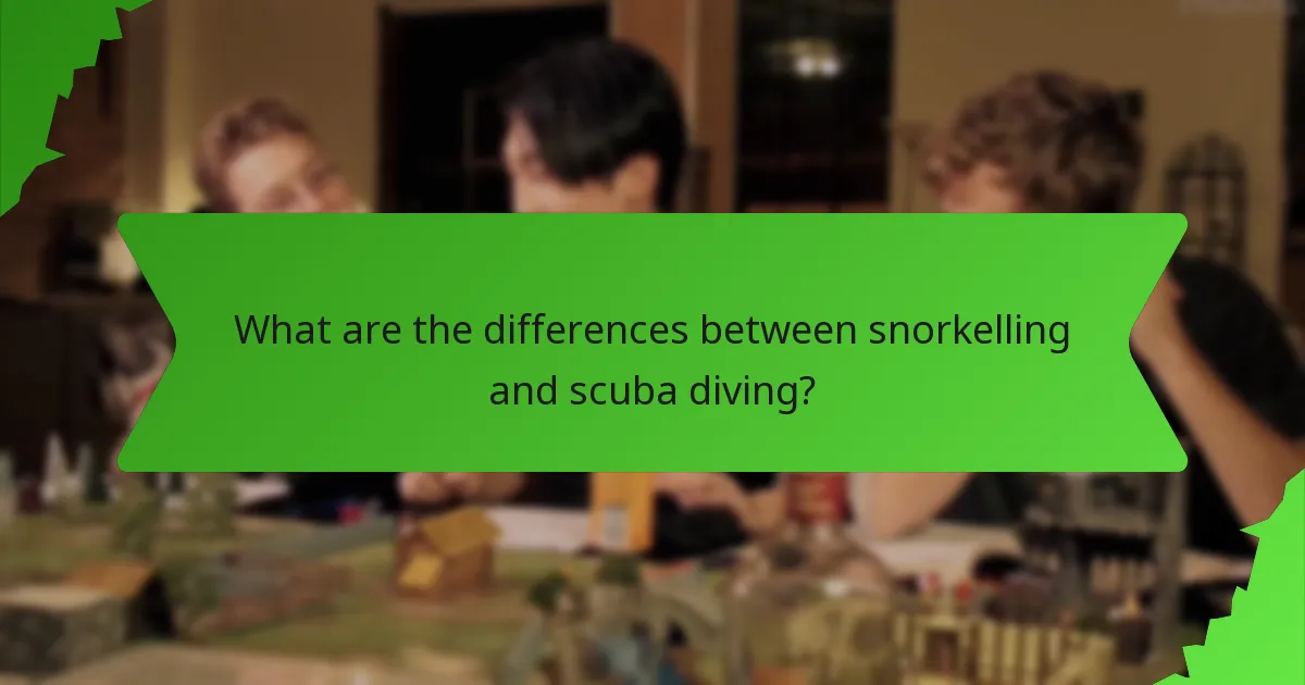 What are the differences between snorkelling and scuba diving?